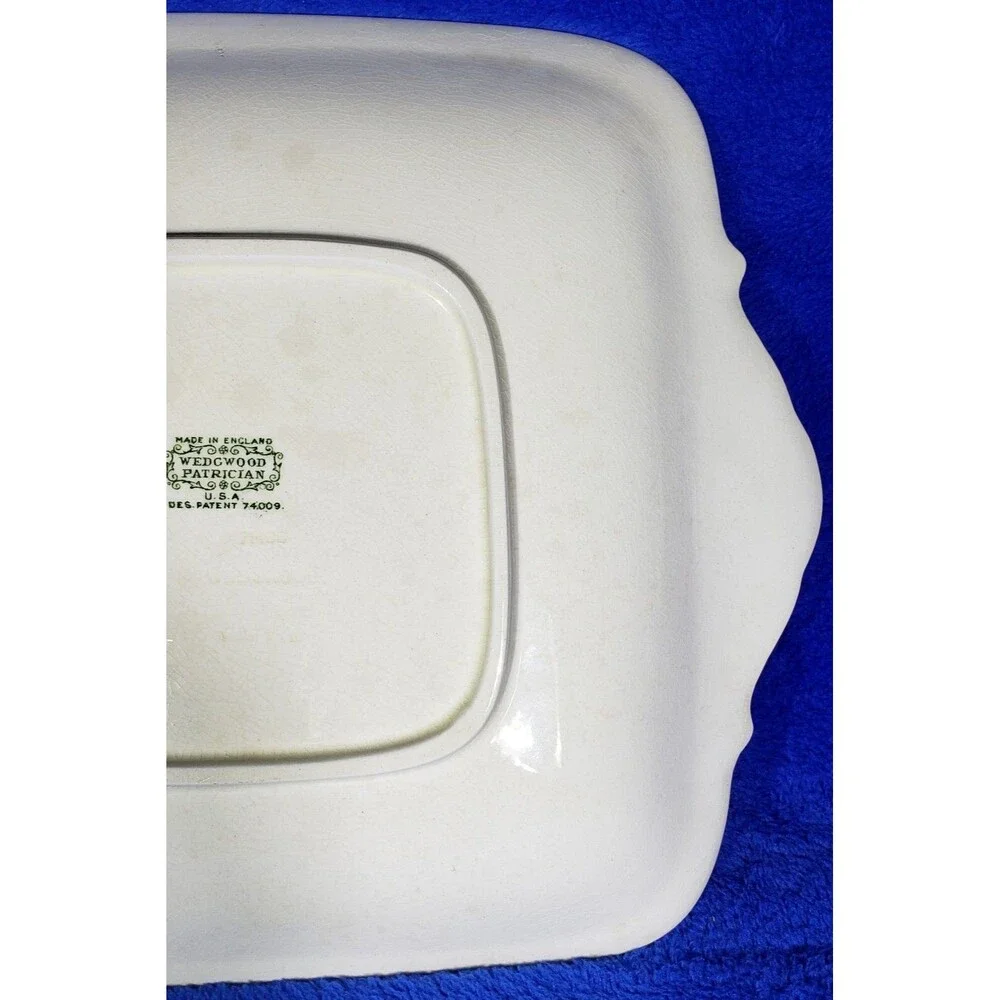 Old WEDGWOOD England PATRICIAN pattern square cake plate with handles 11-1/2